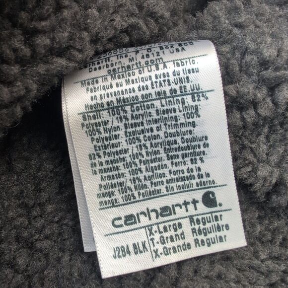 Carhartt Jacket Men's XL Hooded J284 BLK Sherpa Work Black Chore Coat - Picture 12 of 13